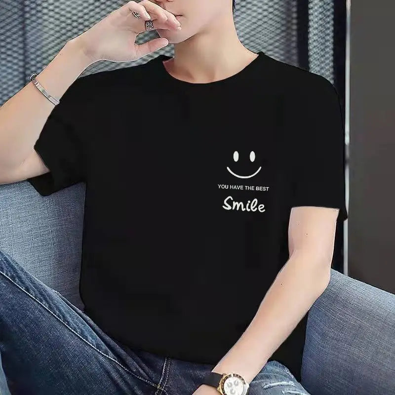 Men Slim Fit Printed T-Shirt White Casual Style